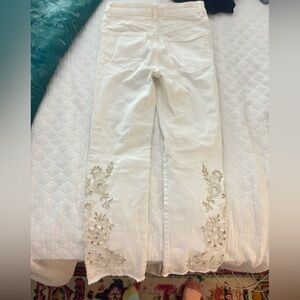 White Free People Embroidered Pants
